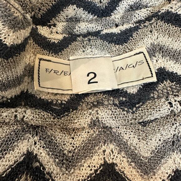 French Rags Blue White & Grey Chevron Design Knit Long Cardigan Duster sz 2=M - Picture 9 of 10